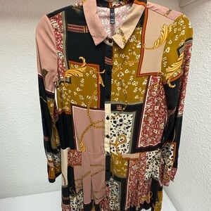 Zara Pink and Gray Floral Dress